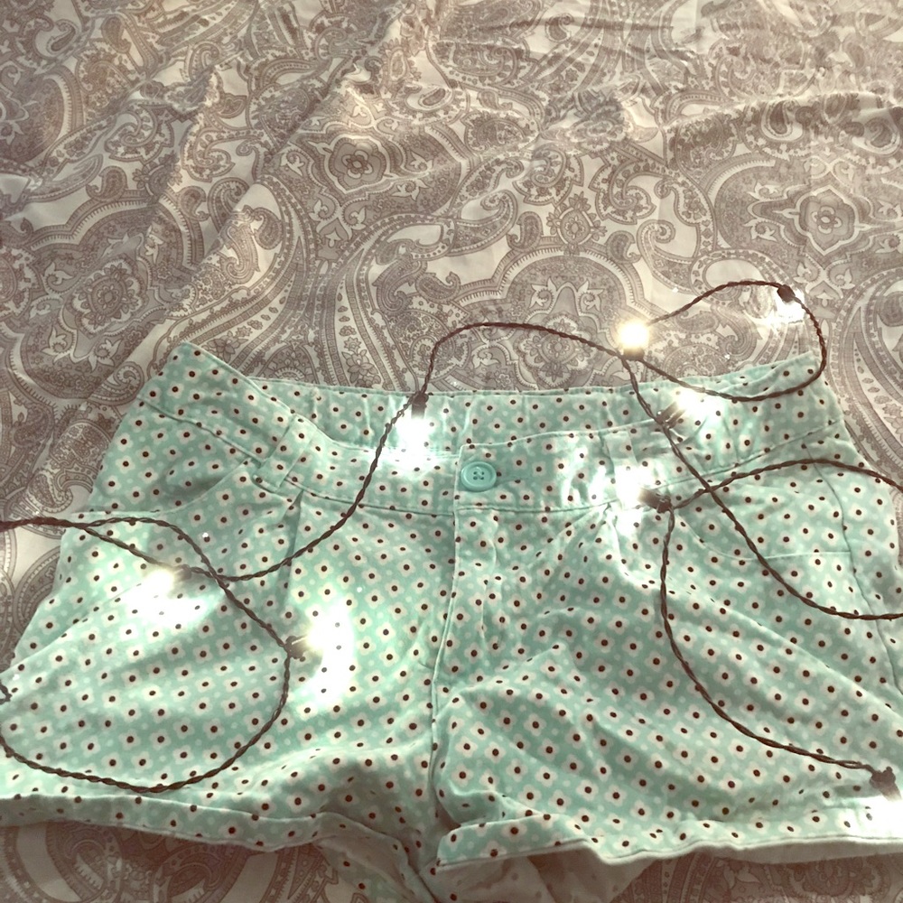 Teal and white flower pants